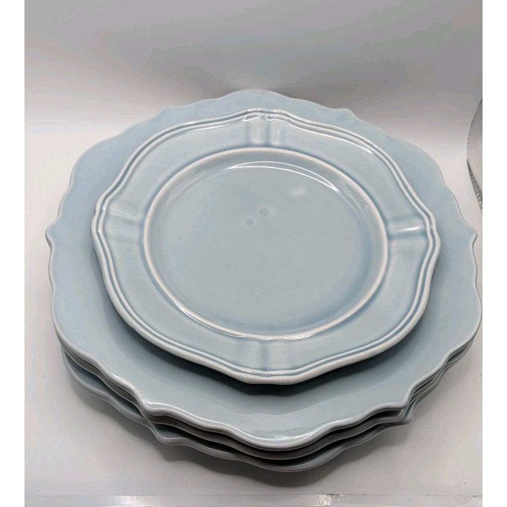 Threshold Wellsbridge Aqua Dinner Scallop Plates Lot Scalloped Salad Plate Set